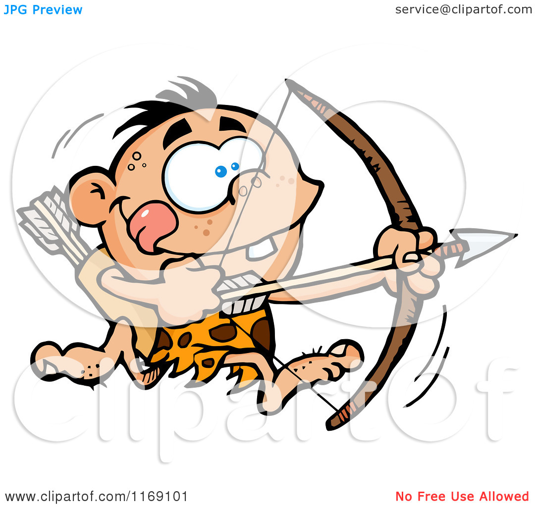 Archery Clip Art Cartoon Of An Archer Caveman Bpu Running With A Bow