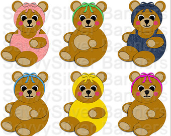 Baby Girl Teddy Bears Headbands   Matching Outfits Instant Download