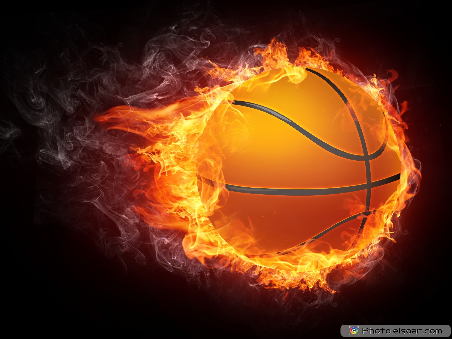Basketball Ball On Fire