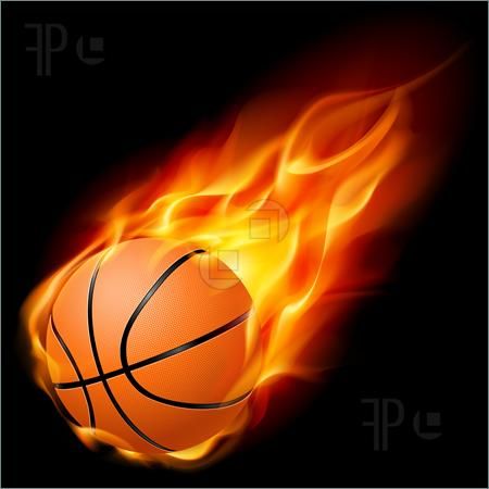 Basketball Clip Art   Illustration Of Flying Basketball On Fire