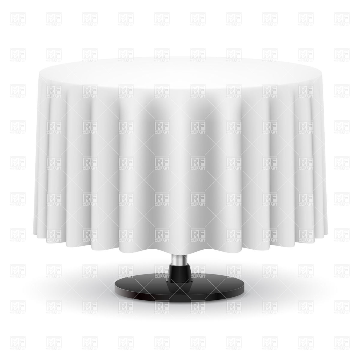 Classic Round Table With Long White Table Cloth 30944 Objects