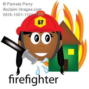 Clip Art Illustration Of A Female African American Firefighter Job