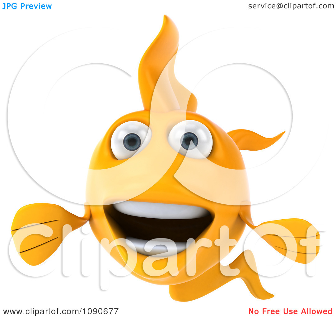 Clipart 3d Happy Yellow Fish Smiling   Royalty Free Cgi Illustration