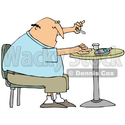 Clipart Illustration Of A Diabetic White Man Sitting In A Chair At A