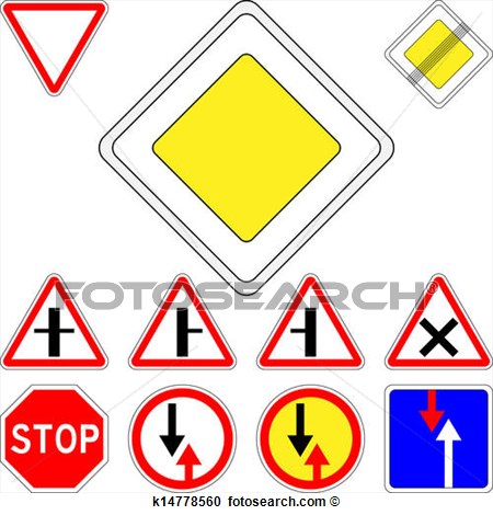 Clipart   Vector Set Of Road Signs Priority  Fotosearch   Search Clip