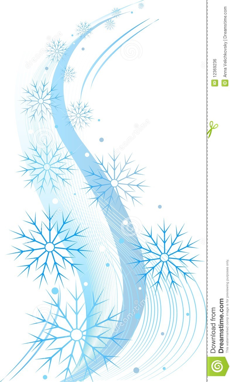 Decorative Swirling Winter Design With Snowflakes  Vector Illustration