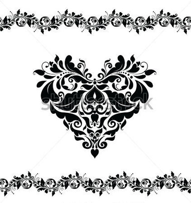 Greeting Card With Decorative Heart Black And White 109997009 Jpg