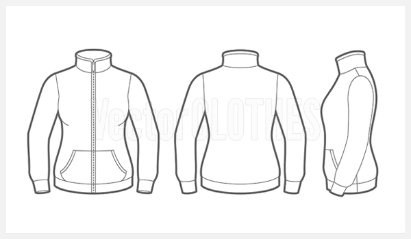 Jacket Outline Http   Vectorclothes Com Womens Fleece Jacket