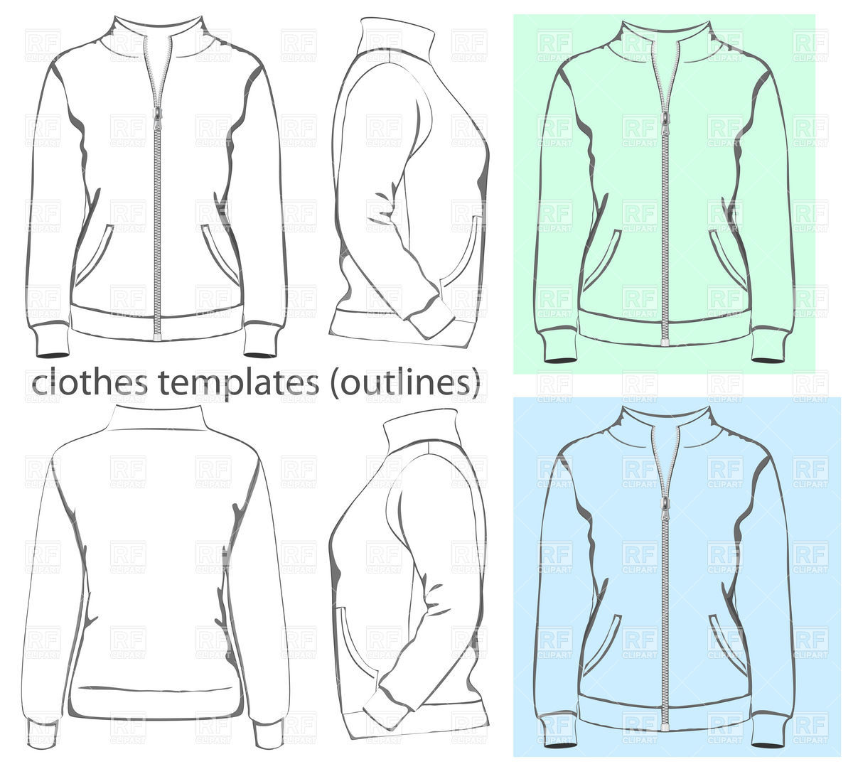 Jacket With Zipper And Pockets Download Royalty Free Vector Clipart
