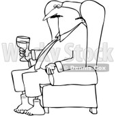 Obese Men And A Woman Drinking Wine At A Party Clipart Illustration