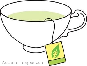 Of A White China Cup With A Green Tea Bag Steeping In It  Clipart    