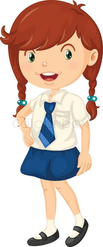 Of Illustration A Girl In School Dress On White Background Clipart