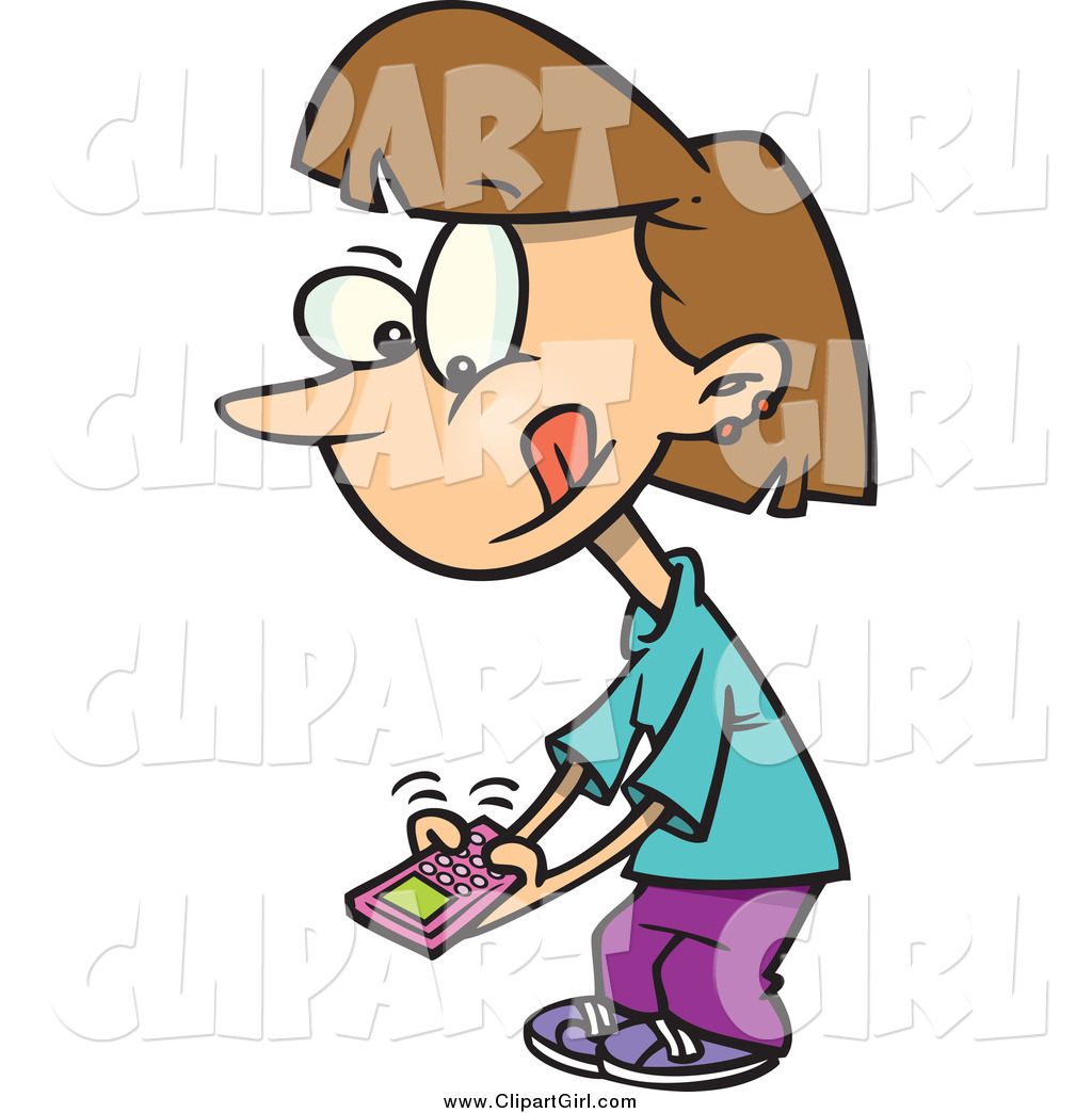Preview  Clip Art Of A Cartoon Brunette Girl Texting On A Cell Phone