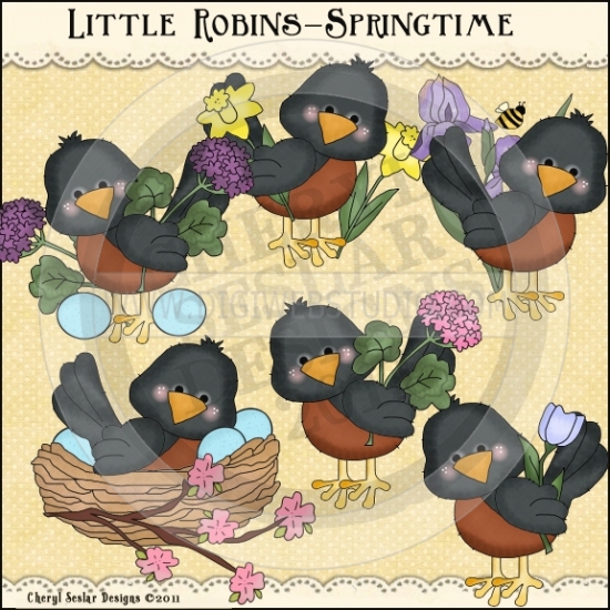 Robin Spring Clipart Little Robins Springtime 1