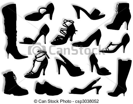 Tennis Shoe Silhouette Clipart Different Kind Of Shoes And