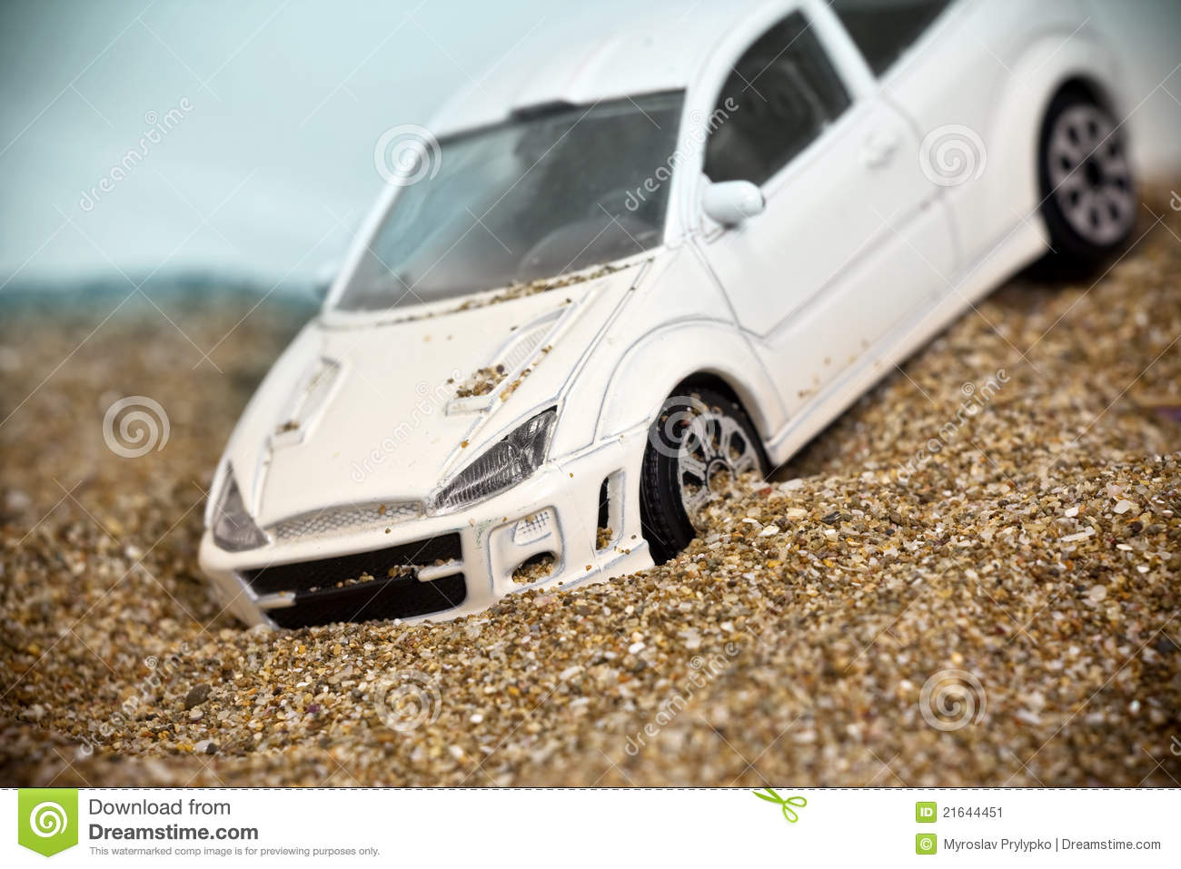 Toy Racing Car Crashed Into A Sand Dune And Slips Stock Image   Image
