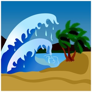 Tsunami Clipart Image   Cartoon Tsunami Overtaking An Island