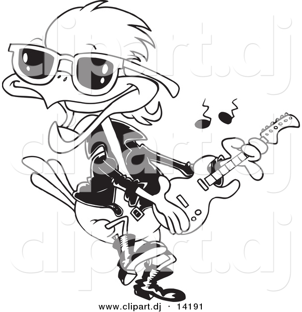 Vector Of Cartoon Rocker Robin   Coloring Page Outline By Ron Leishman    