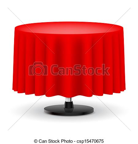 Vector   Round Table With Red Cloth    Stock Illustration Royalty