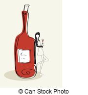 Wine Bottle Women Illustrations And Clipart