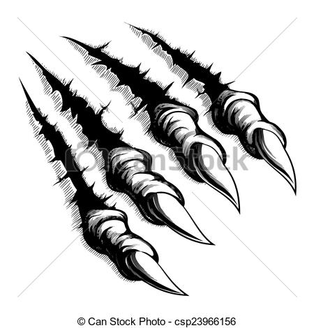 Black And White Illustration Of Monster Claws Breaking Through Ripping