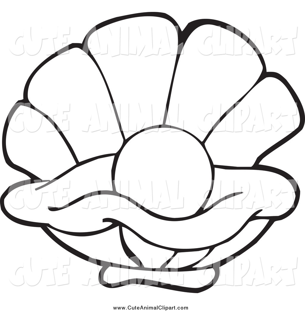 Clam With Pearl Clip Art