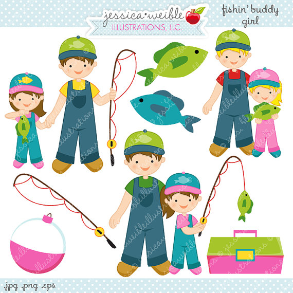 Clipart   Commercial Use Ok   Fishing Clipart Fishing Graphics Girl