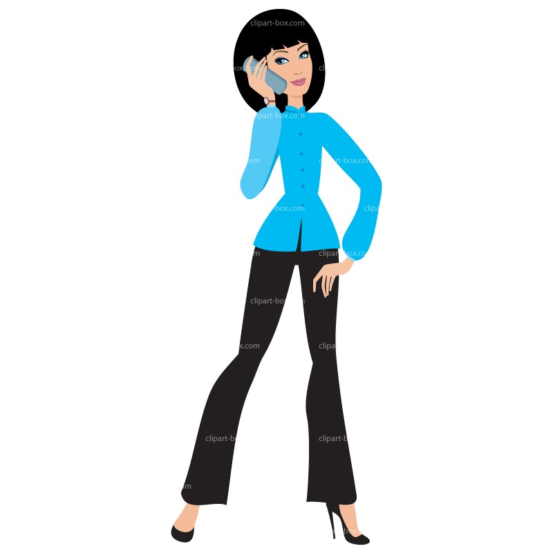 Clipart Girl With Phone   Royalty Free Vector Design