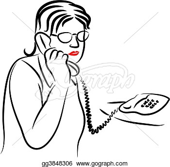 Clipart   Lady Chatting On Telephone  Stock Illustration Gg3848306