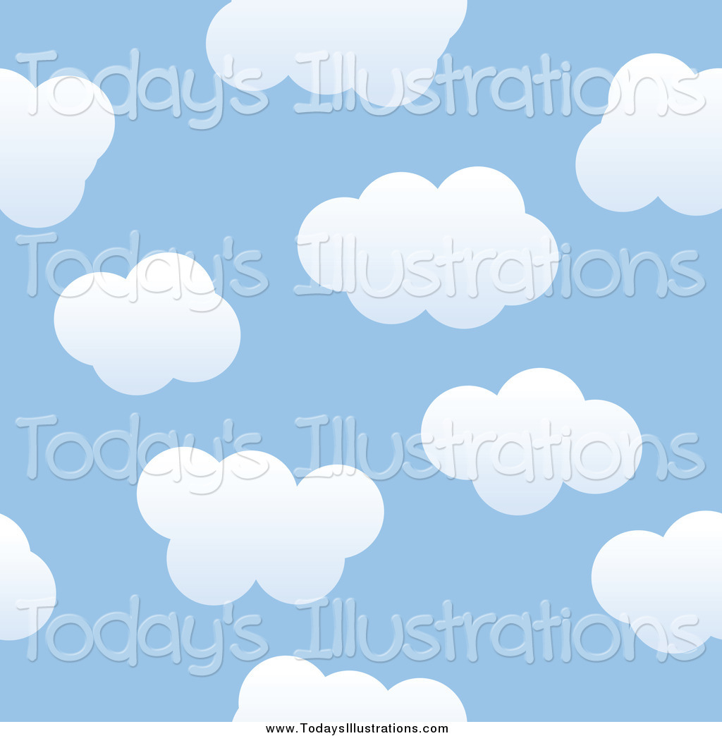 Clipart Of A Seamless Blue Sky And Puffy Cloud Background Pattern By    