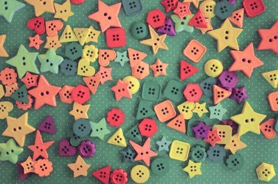 Colorful Hearts Buttons And Birds On Wooden Background Download