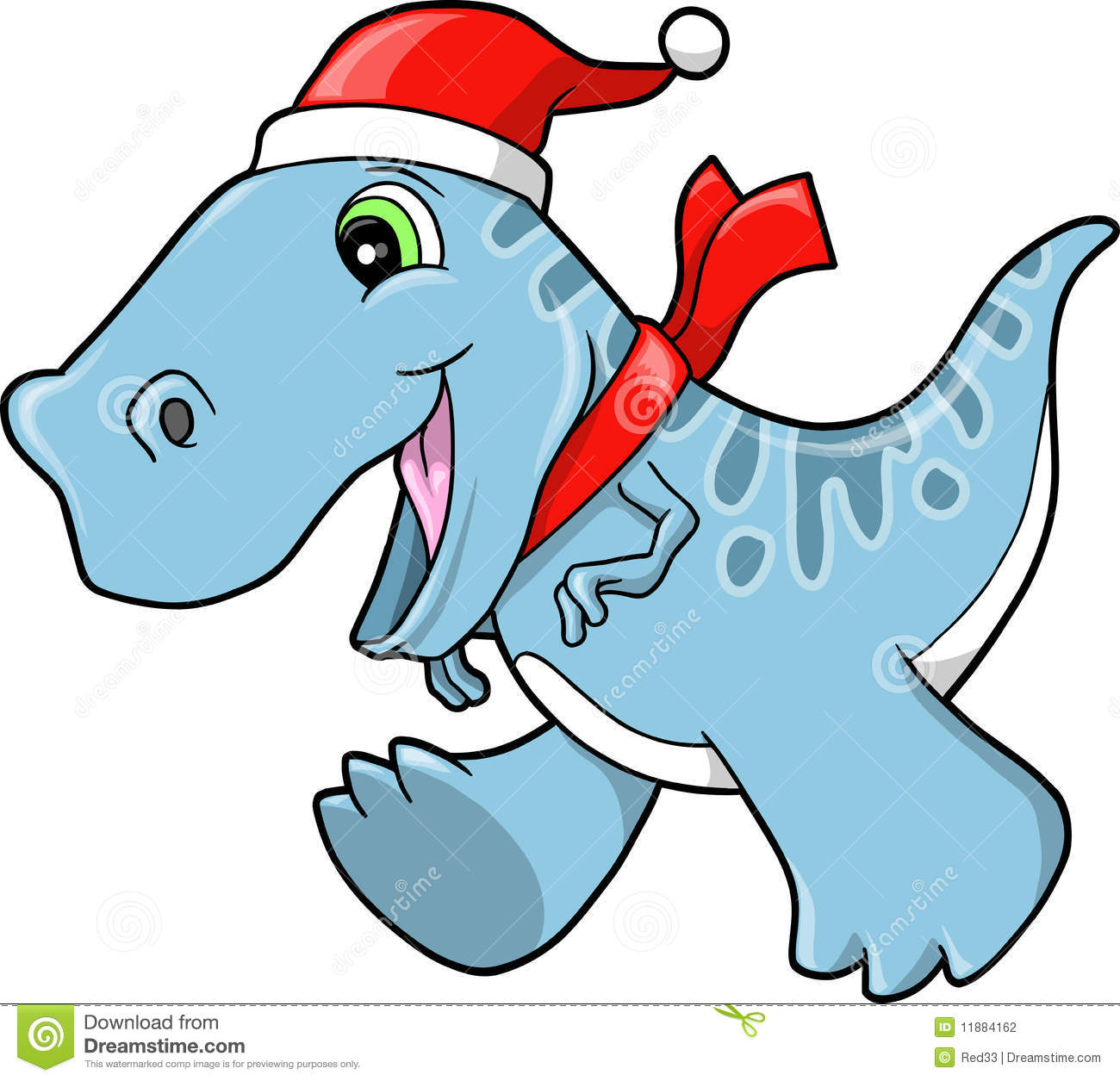 Cute Christmas Holiday Tyrannosaurus Dinosaur Stock Photography