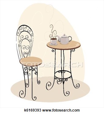 Drawing   French Cafe Table  Fotosearch   Search Clipart Illustration