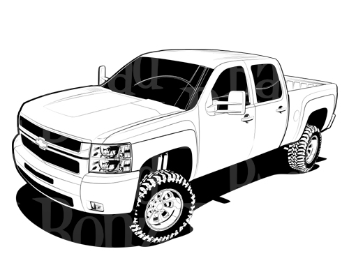     File Eps File Keywords Trucks Chevy Pickup Lifted 2500 Lineart 2010