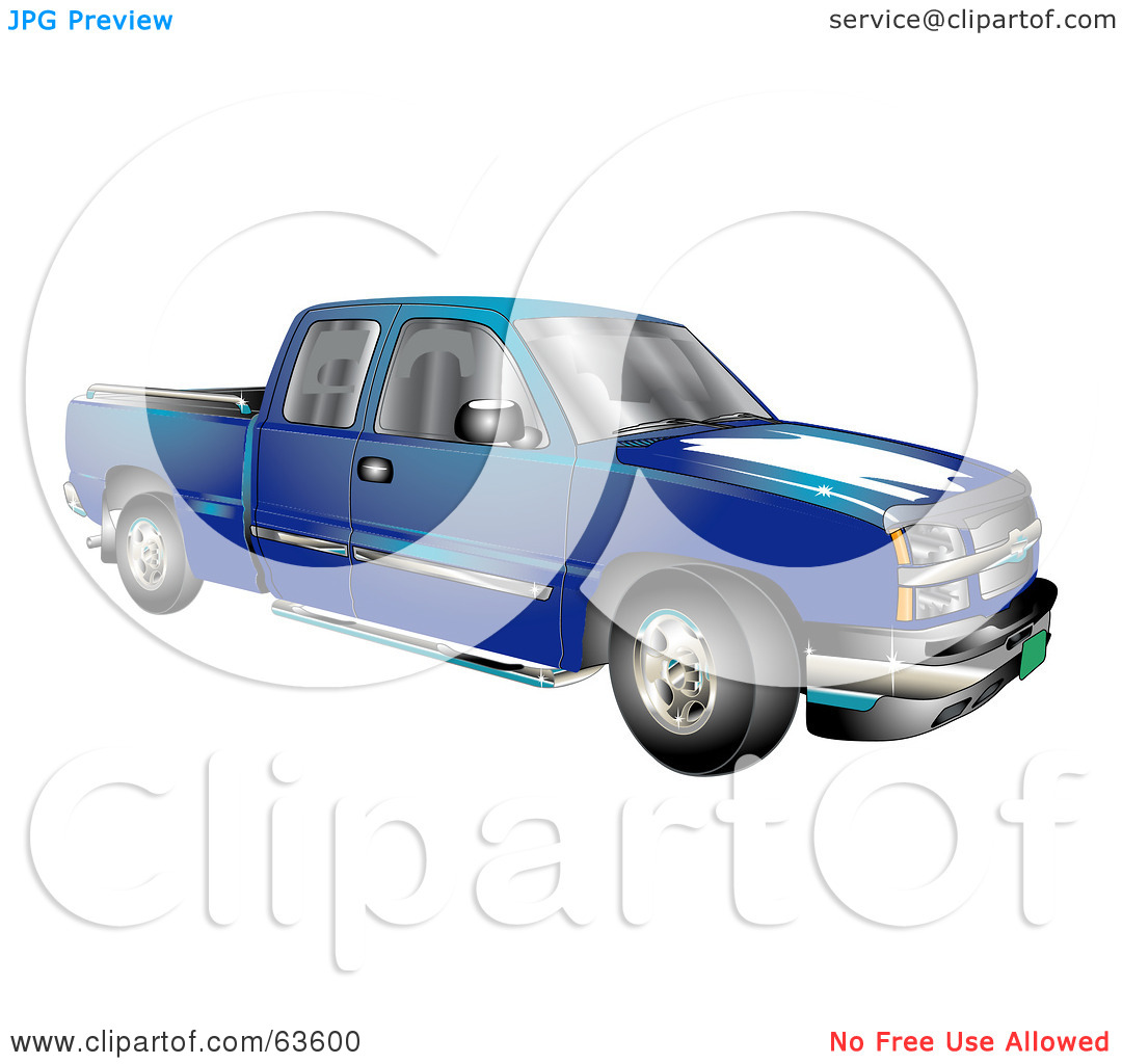 Free  Rf  Clipart Illustration Of A Blue Chevy Silverado Pickup Truck