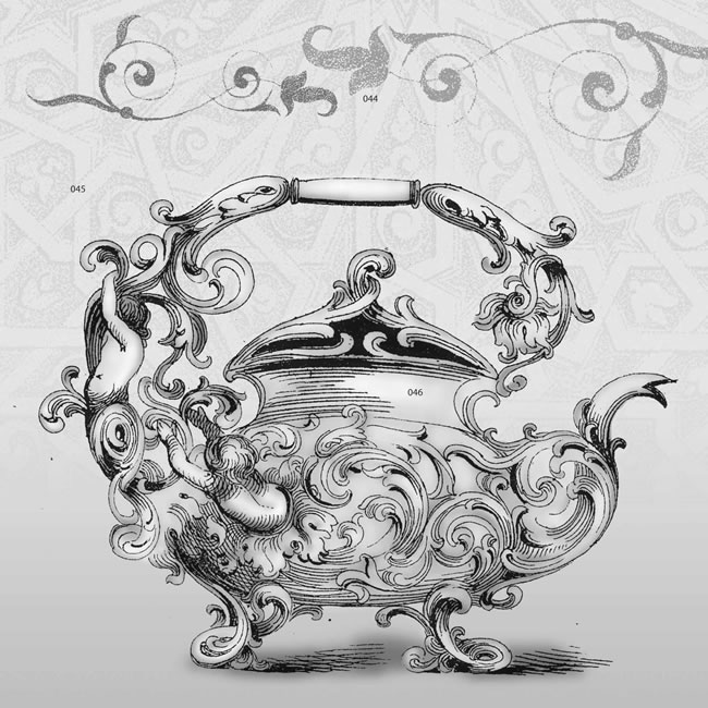 Free Vintage Clip Art Images   Ornate Tea Pot Urn And Floral Relief