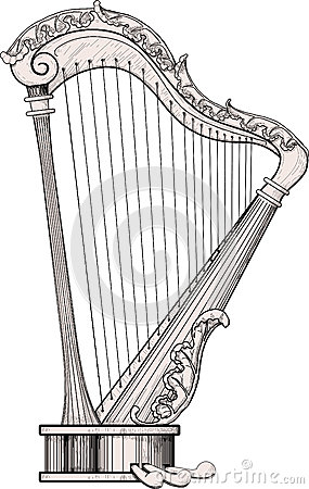 Hand Harp Clipart Decorated Harp Isolated White     
