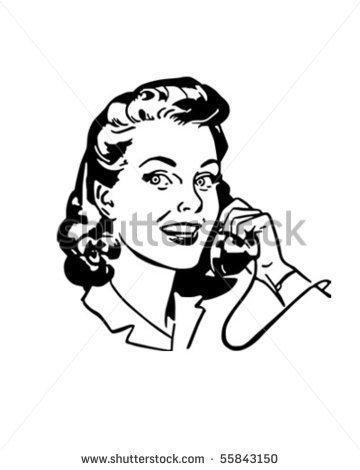 Lady Chatting On The Phone   Retro Clip Art   Stock Vector