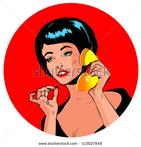 Lady Chatting On The Phone   Retro Clip Art Vintage Collection   Stock