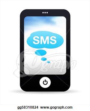 Mobile Phone Graphic With Sms Bubbles  Clipart Drawing Gg58310824