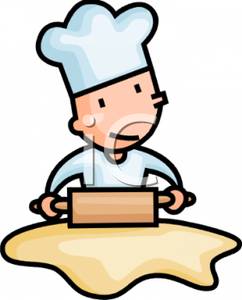     Rolling Out Dough With A Rolling Pin   Royalty Free Clipart Picture