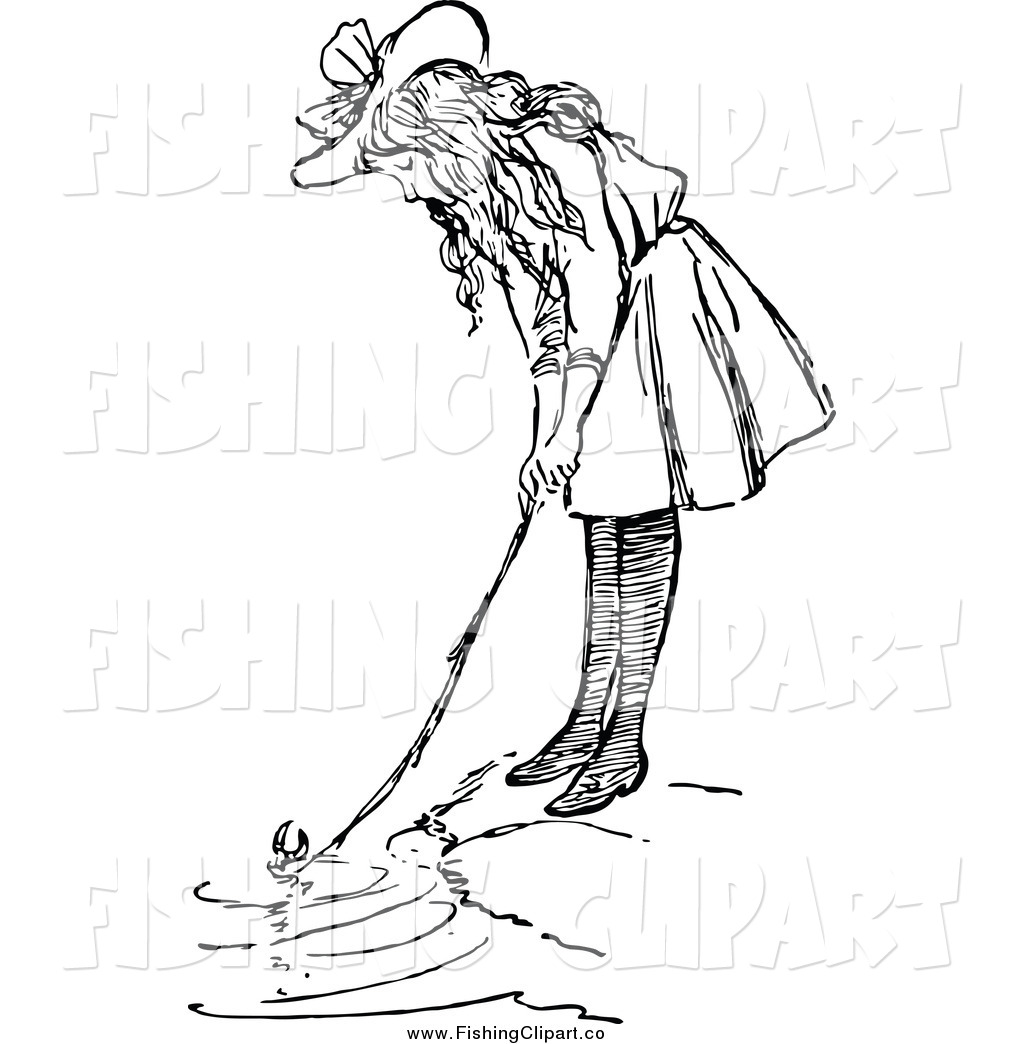 Royalty Free Little Girl Stock Fishing Clipart Illustrations