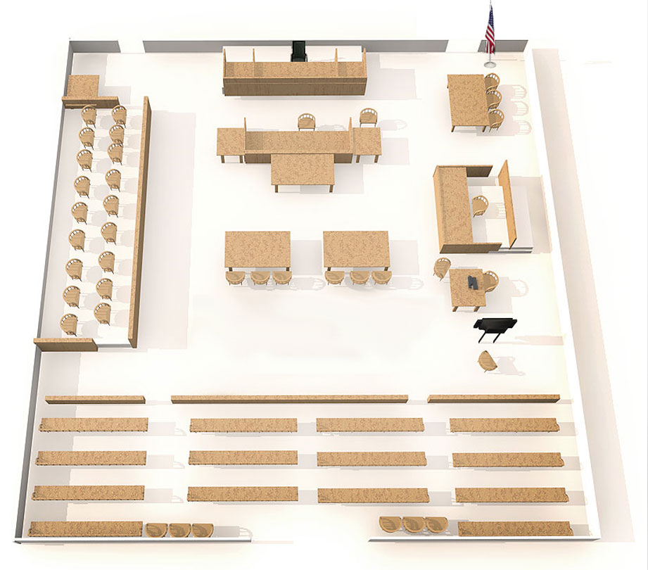 Tap Green Areas Of Courtroom To Interact
