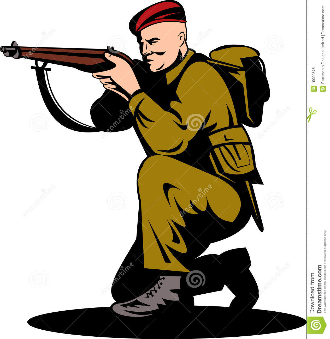 Vector Illustration Of A World War Two British Commando Shooting A