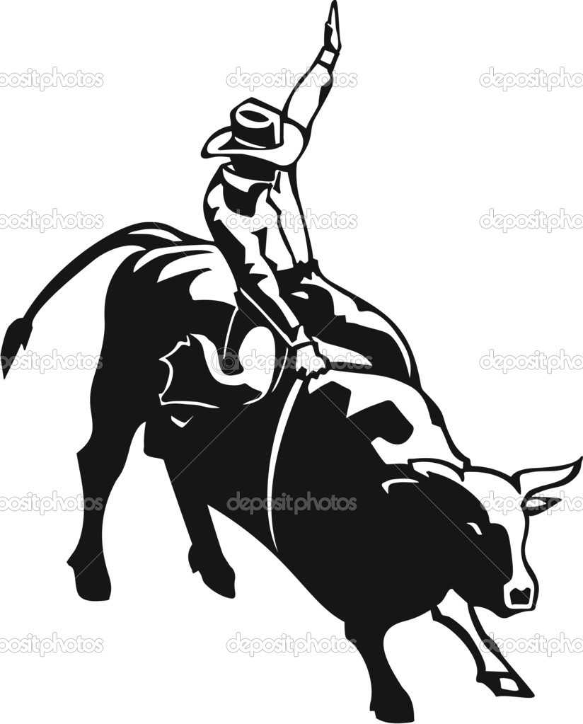 Cavaleiro De Touro De Rodeio   Ilustra  O De Stock