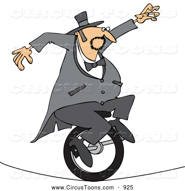 Circus Clipart Of A Cautious Circus Man Riding A Unicycle On A Tight