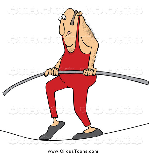 Circus Clipart Of A Daredevil Man Walking On A Tight Rope By Djart