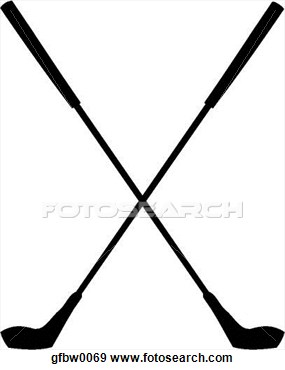 Clip Art   Crossed Golf Clubs Silhouette  Fotosearch   Search Clipart    