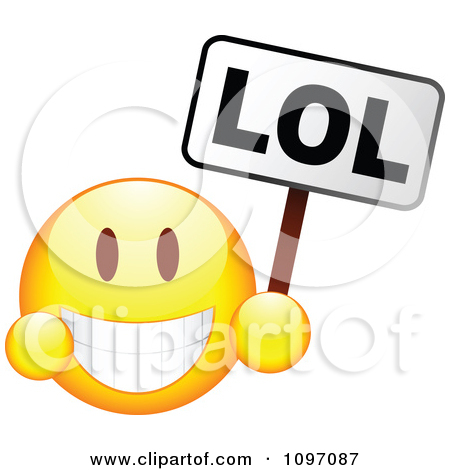 Clipart Grinning Yellow Emoticon Smiley Face Holding An Lol Sign    
