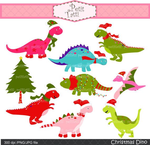 Dinosaur Clip Art  Christmas Clip Art  Digital Clip Art For Kids C